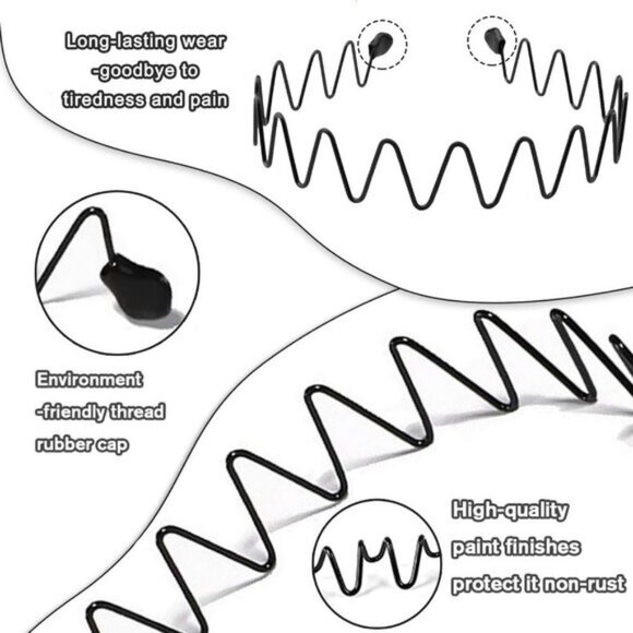 ⚡Men C-New 10pcs Metal Fashion Unisex Wavy Outdoor Simple Elastic Headband - Picture 8 of 9